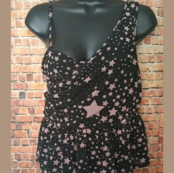 American Rag Cie Tank Top Black Chiffon Wrap Tank - Picture 1 of 6